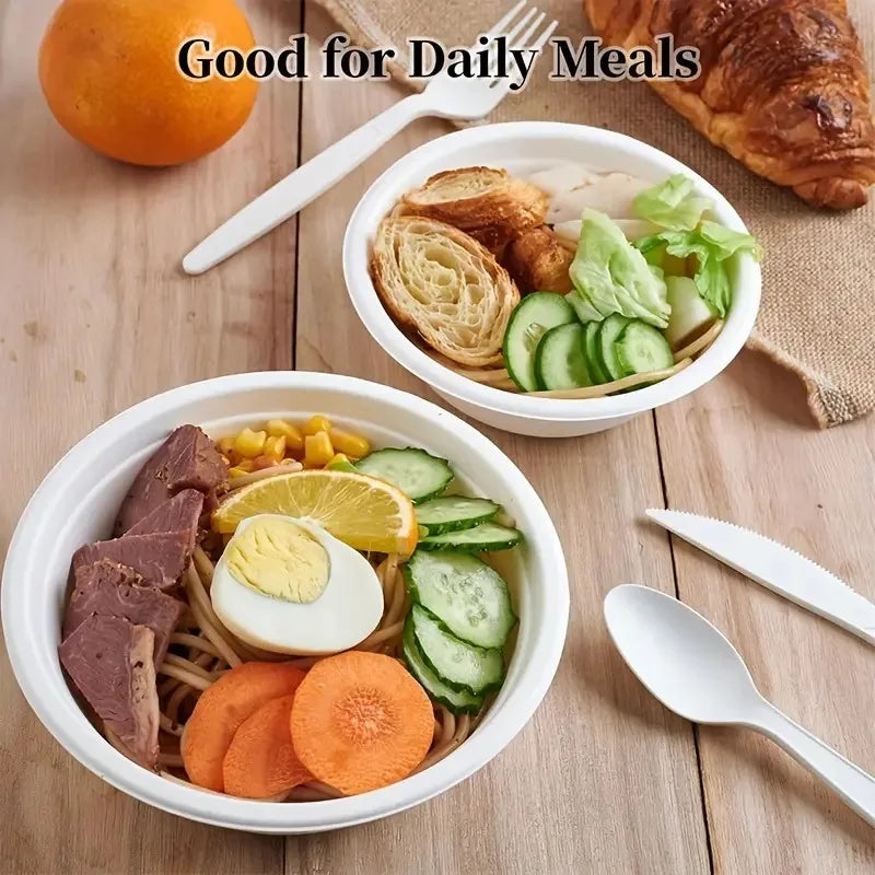 Disposable Paper Bowls Biodegradable Paper Bowls Family Party Picnic Soup Fruit Appetizers Desserts Household Food Containers