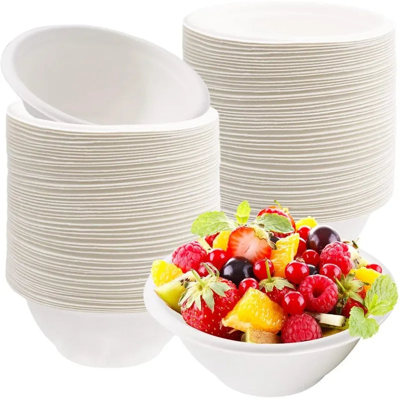 Disposable Paper Bowls Biodegradable Paper Bowls Family Party Picnic Soup Fruit Appetizers Desserts Household Food Containers