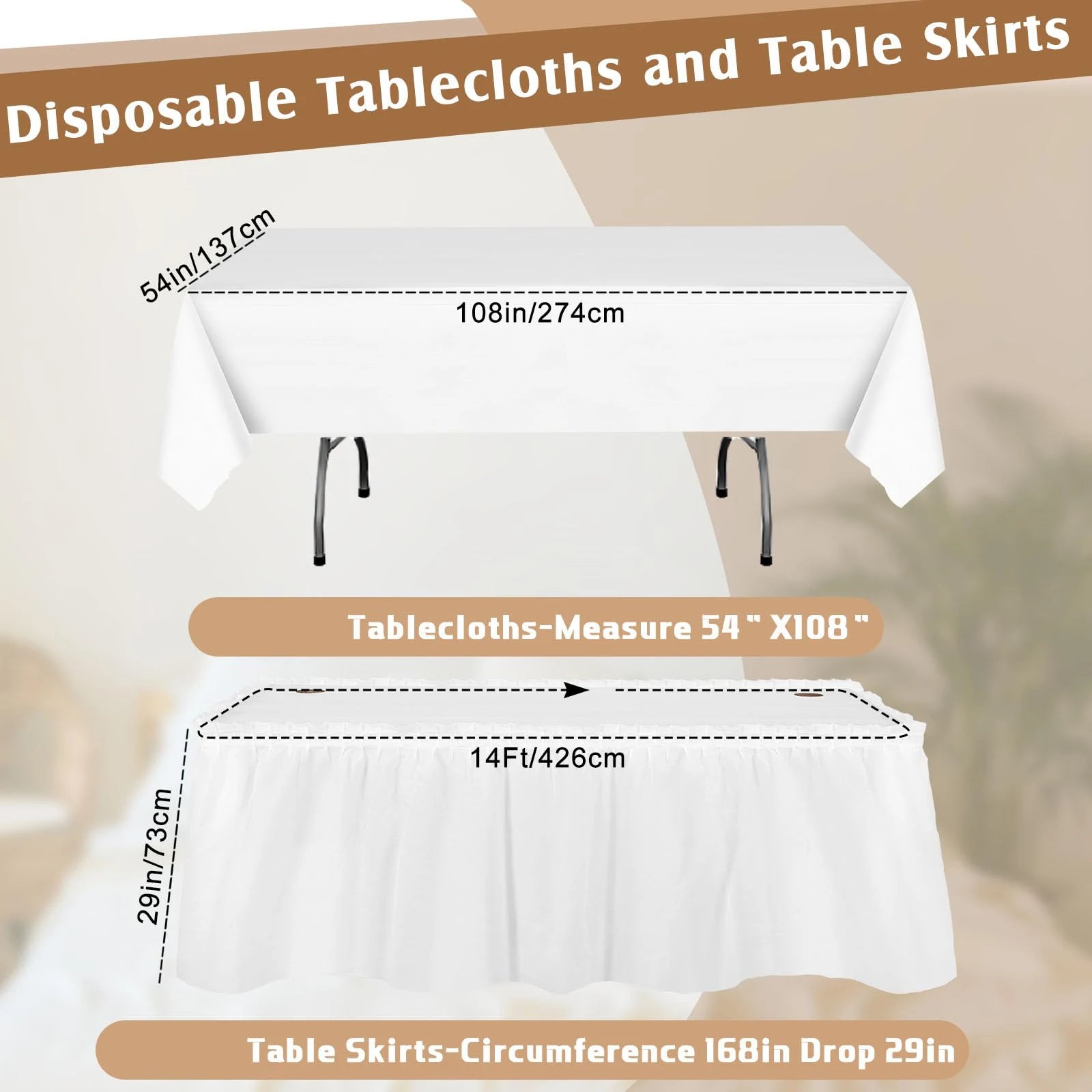 Disposable Table Skirt Tablecloth Set Table Cover Table Skirts Rectangular Paper Table Covers With Skirting For Party Decoration