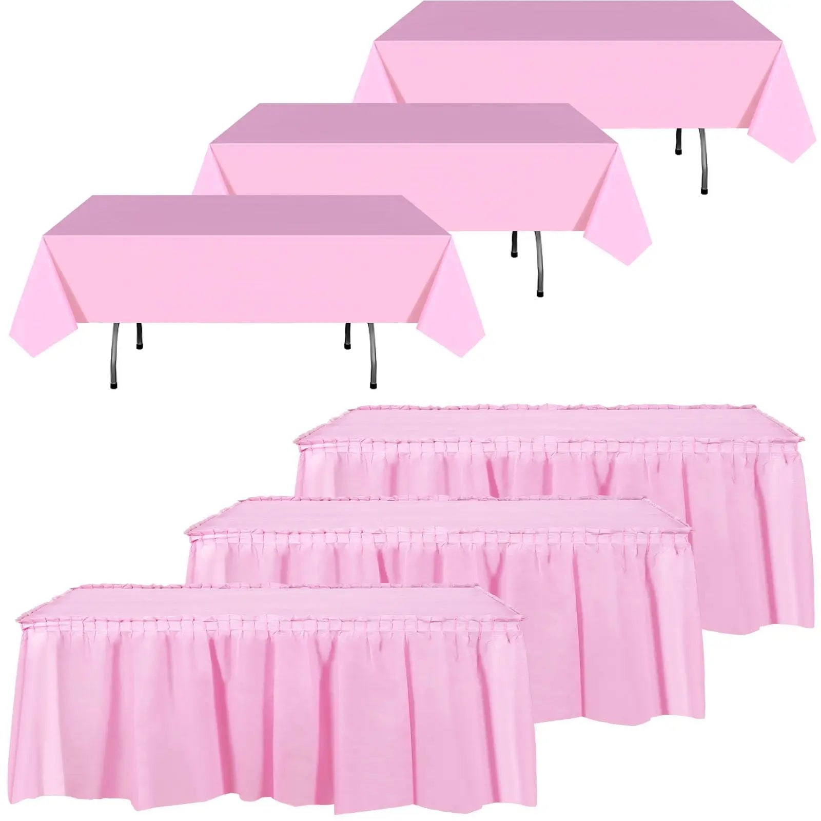 Disposable Table Skirt Tablecloth Set Table Cover Table Skirts Rectangular Paper Table Covers With Skirting For Party Decoration