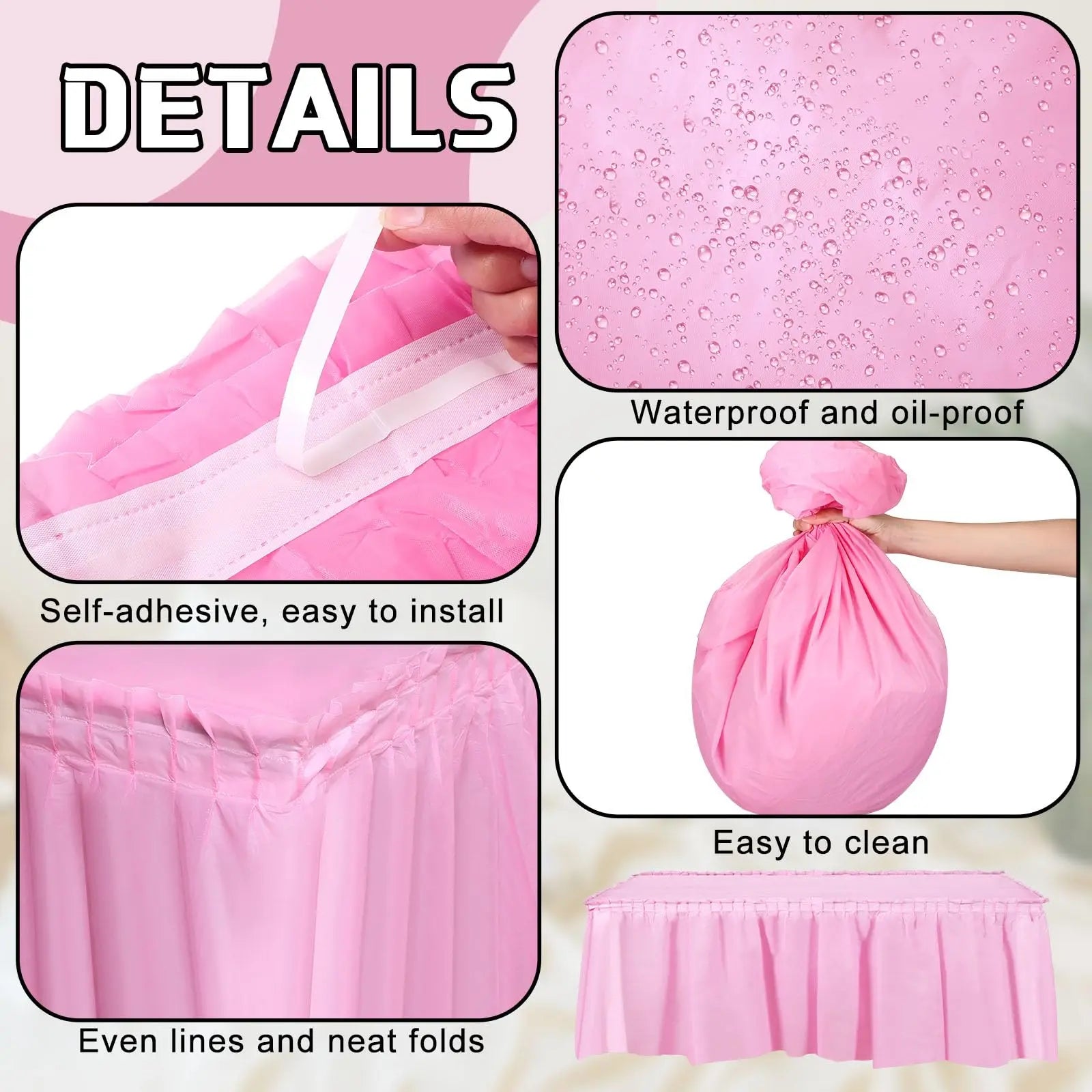 Disposable Table Skirt Tablecloth Set Table Cover Table Skirts Rectangular Paper Table Covers With Skirting For Party Decoration