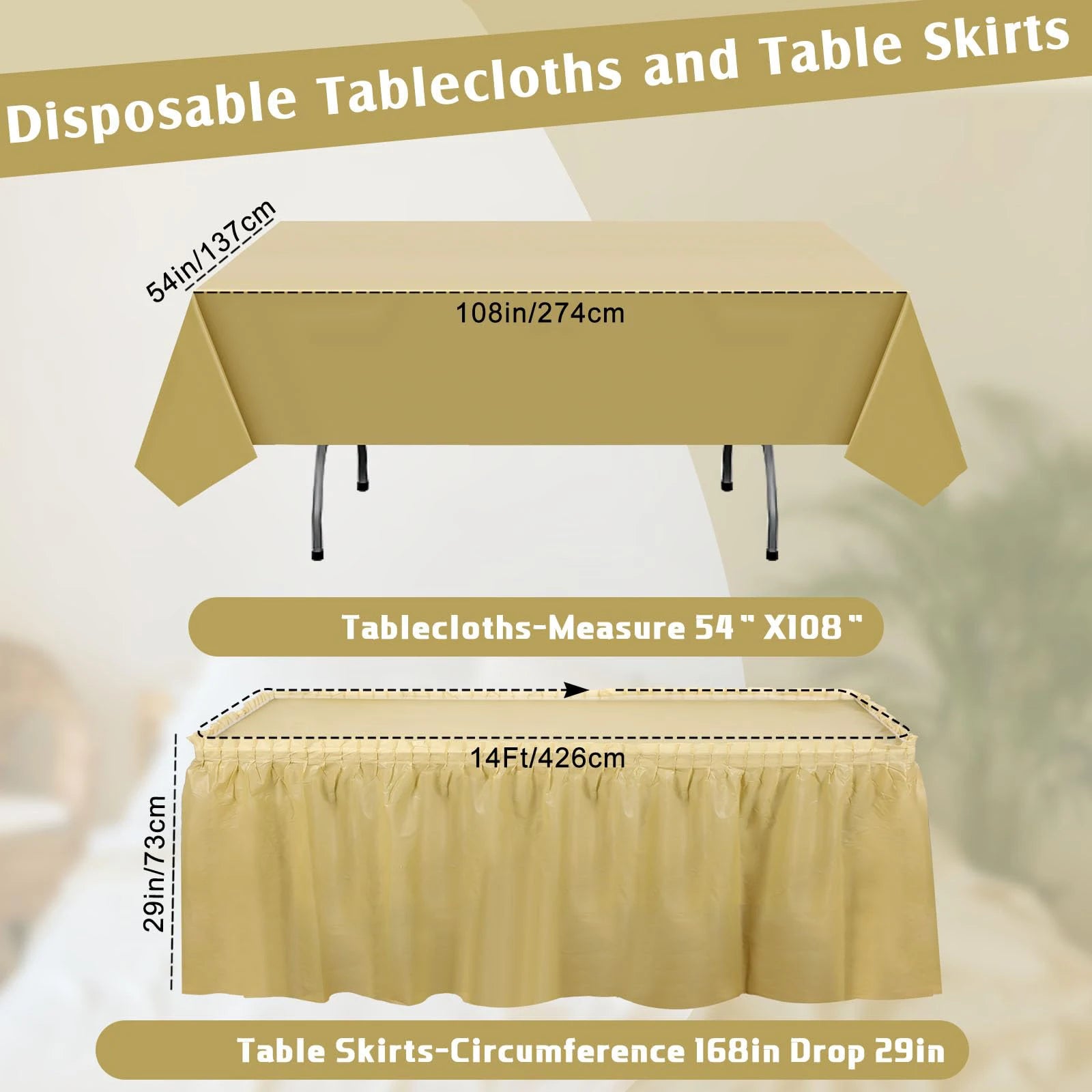 Disposable Table Skirt Tablecloth Set Table Cover Table Skirts Rectangular Paper Table Covers With Skirting For Party Decoration