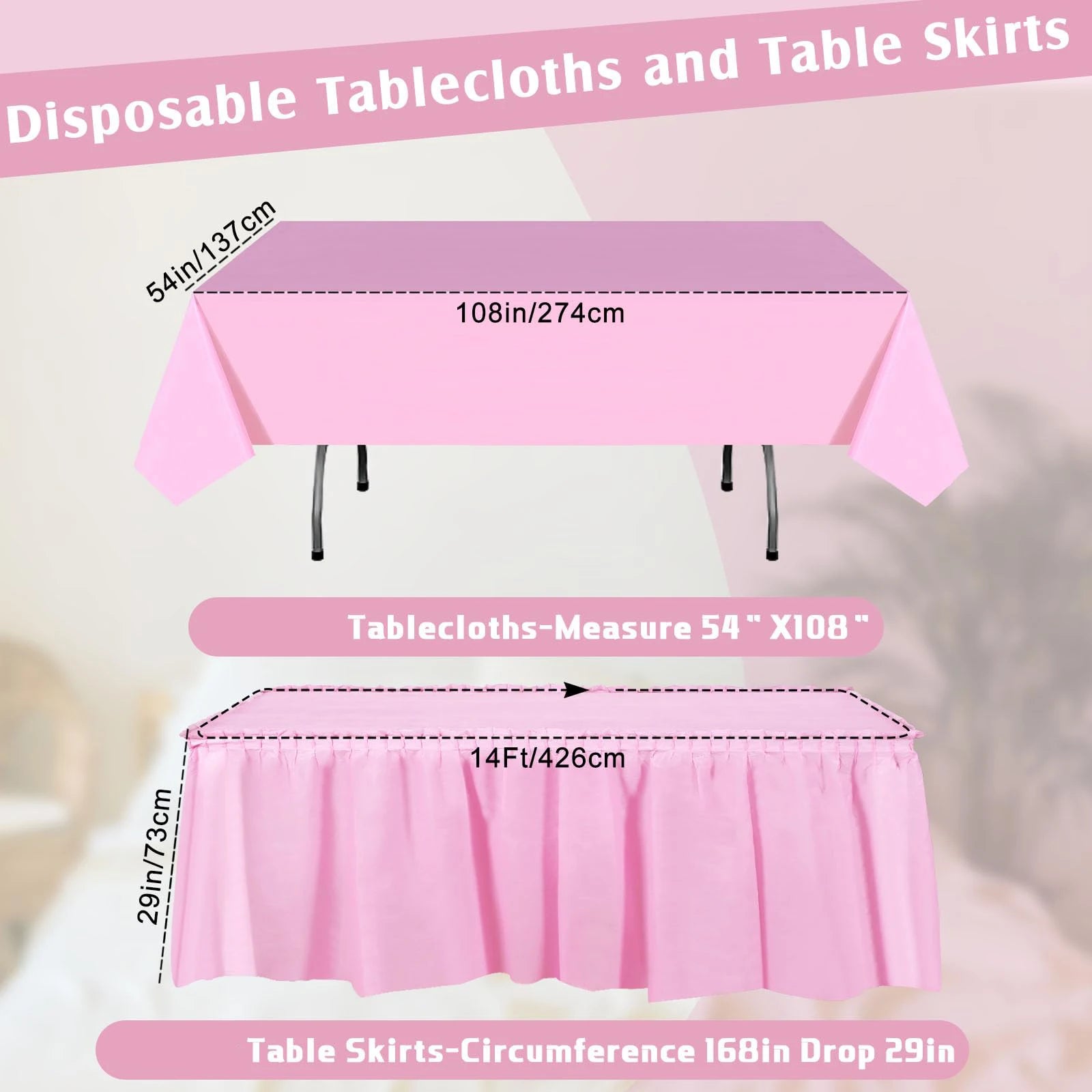 Disposable Table Skirt Tablecloth Set Table Cover Table Skirts Rectangular Paper Table Covers With Skirting For Party Decoration