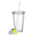 Reusable Plastic Cups Double Walled Transparent Drinking Cup with Straw Reusable Cups Suitable for Fruit Juice-max