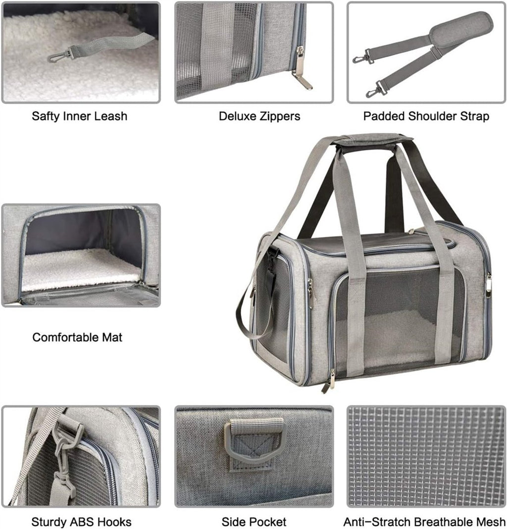 Bicycle panniers - Dog carrier bag for airplanes - Carrier bag for small dogs - Size L - Cat basket, dog basket, portable pet basket with soft sides - Foldable for puppy/rabbit travel