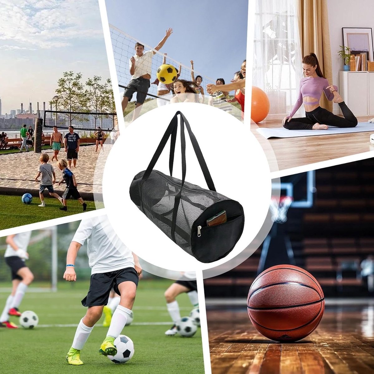 Pool Bag - Sports Bag - Gym Bag - Mesh Bag - Diving - Lightweight - Pool Bag - Foldable - Travel Bag - For Men and Women - Black