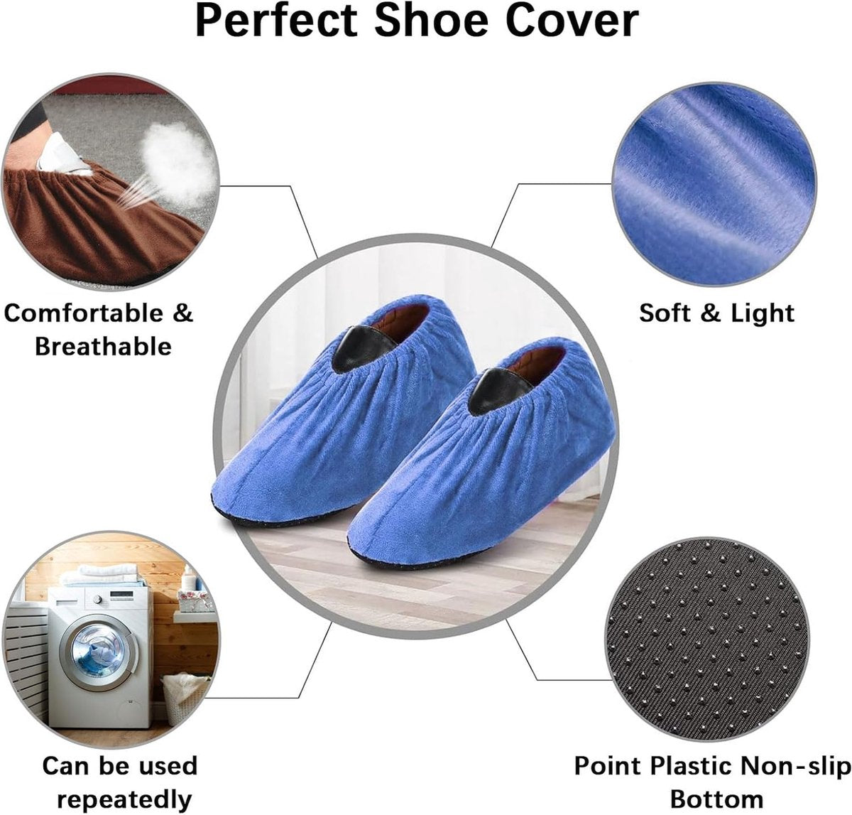 Overshoes - Shoe Cover - Shoe Protectors - Sturdy Shoe Covers - Shoe Covers - Reusable Shoe Covers - Reusable Fabric Overshoes - 8 Pairs - 31.5 x 12cm - Adult - Washable - Strong - Durable - Non-slip