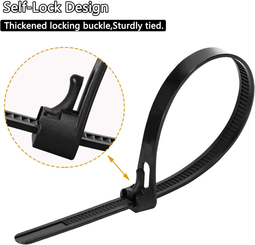100 12" Colorful Reusable Cable Ties - Heavy-duty reusable cable ties - Self-locking nylon cable ties with a tensile strength of 50 lb - Suitable for garden, plants, home and office