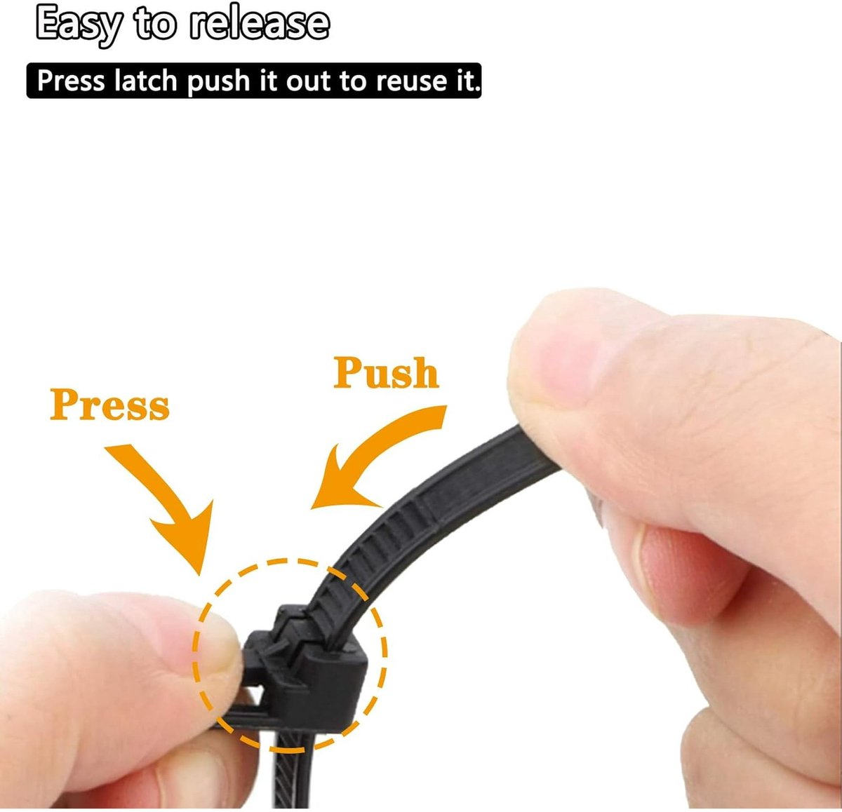 100 12" Colorful Reusable Cable Ties - Heavy-duty reusable cable ties - Self-locking nylon cable ties with a tensile strength of 50 lb - Suitable for garden, plants, home and office