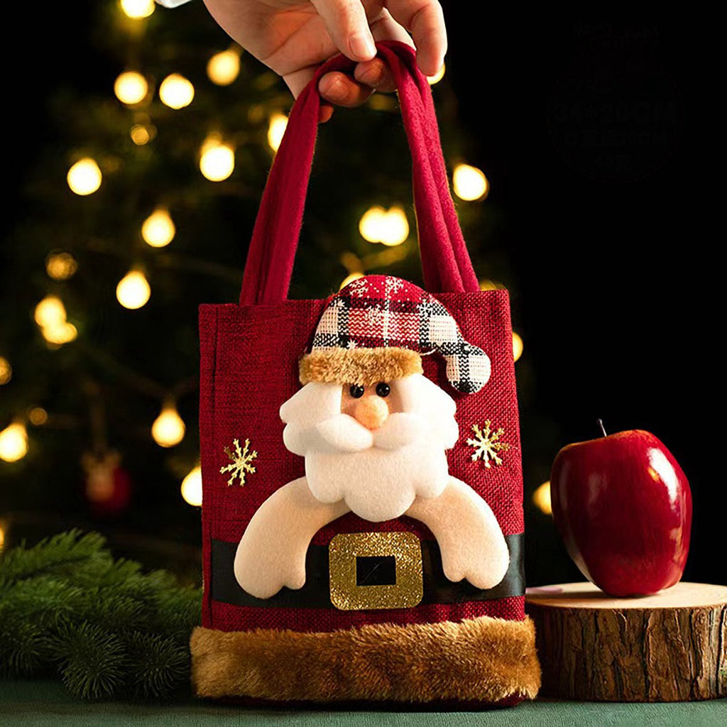 Christmas Gift Bags - Set of 3 - Velvet Material - Candy Bags for Kids - Christmas Apple Bags - Reusable Christmas Gift Bags - Party Bags - 35*20cm