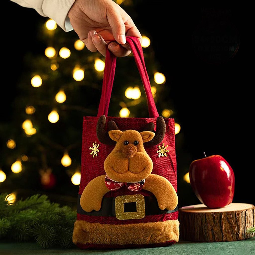 Christmas Gift Bags - Set of 3 - Velvet Material - Candy Bags for Kids - Christmas Apple Bags - Reusable Christmas Gift Bags - Party Bags - 35*20cm