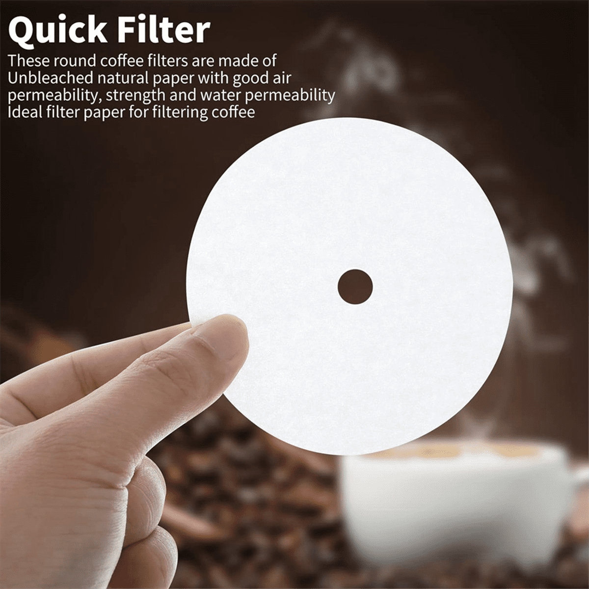 400Pcs Unbleached Percolator Coffee Filters, 3.75In Disposable Coffee Paper Filter, Disc Coffee Filters White