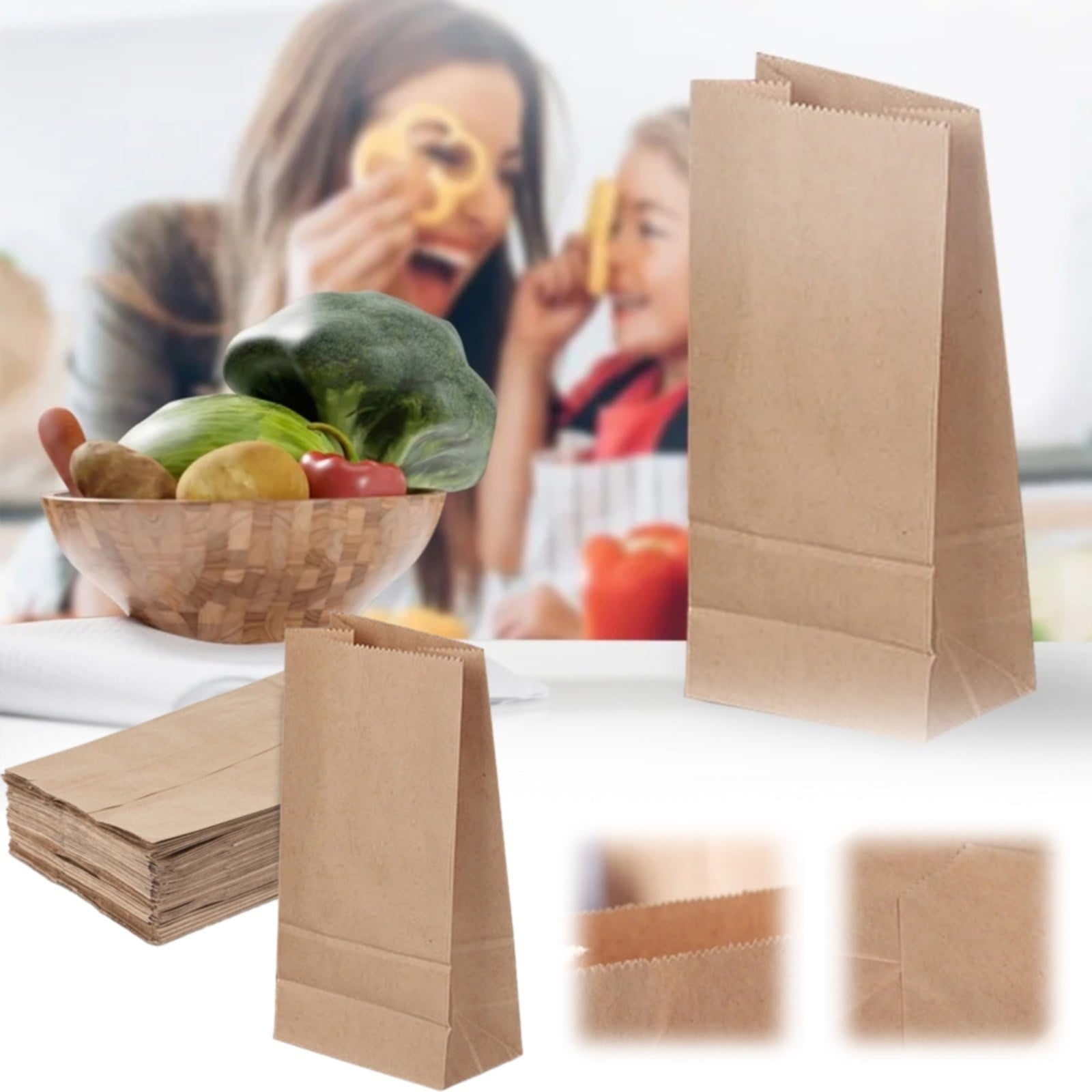 JWDX Food Storage Clearance, 50Pcs Paper Sandwich Bags Kraft Brown 50 Pack Biodegradable and Compostable Food Grade Paper Bags Natural Kraft Paper Stock Bags for Cookies Sandwiches As shown