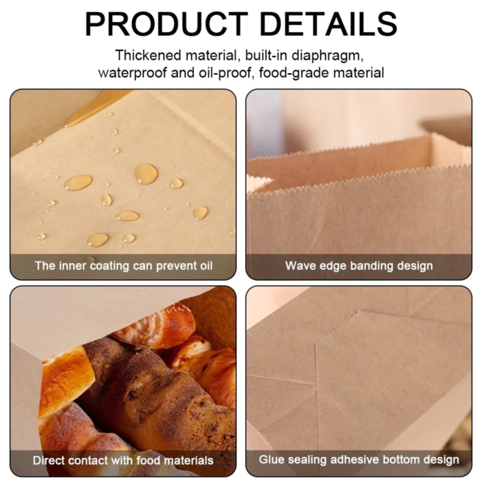 JWDX Food Storage Clearance, 50Pcs Paper Sandwich Bags Kraft Brown 50 Pack Biodegradable and Compostable Food Grade Paper Bags Natural Kraft Paper Stock Bags for Cookies Sandwiches As shown