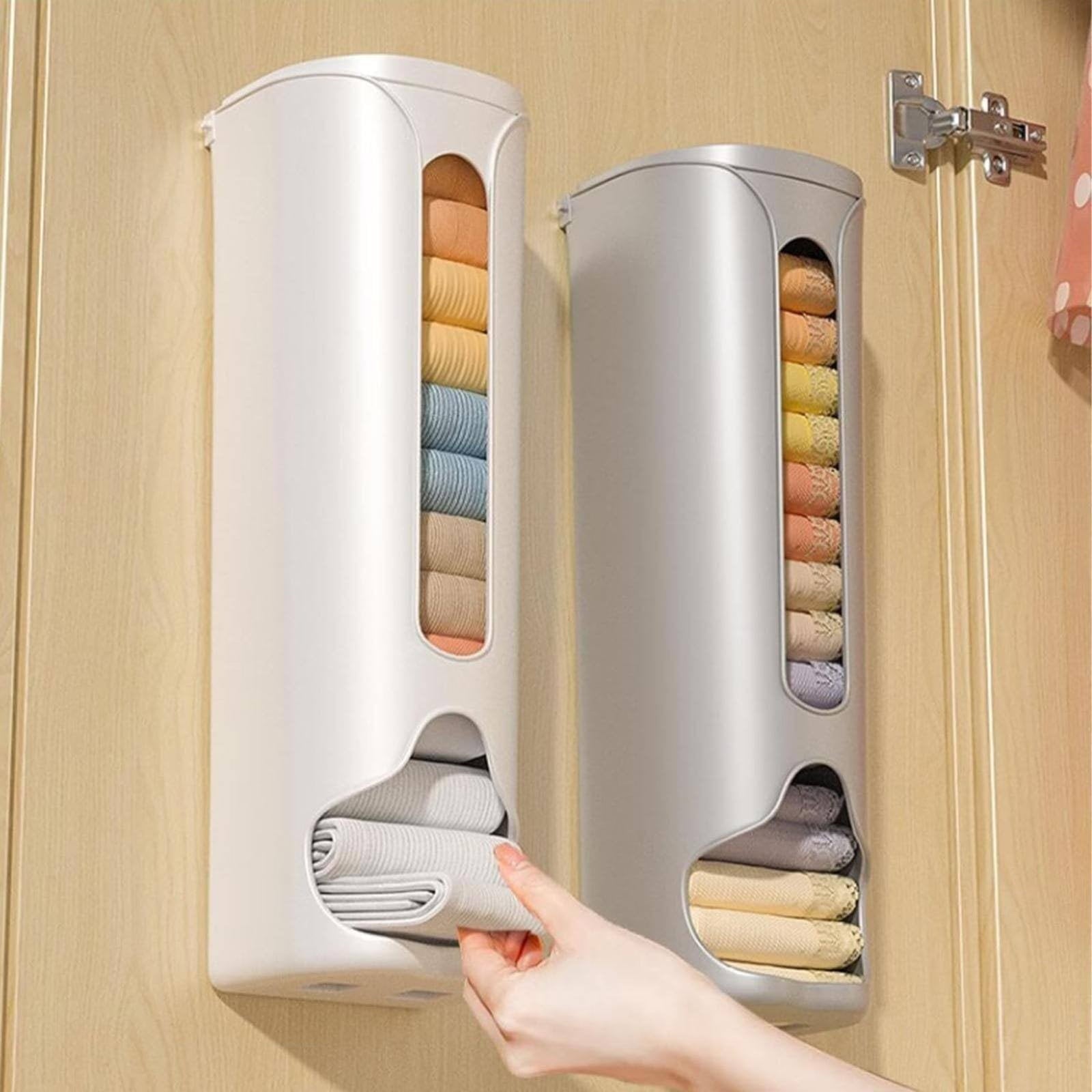1 Storage Box Grocery Bag Holder Wall Mount Garbage Storage Bag Dispenser Hanging Can with Cover Kitchen Bag Holder Dispenser for Bags One Size A