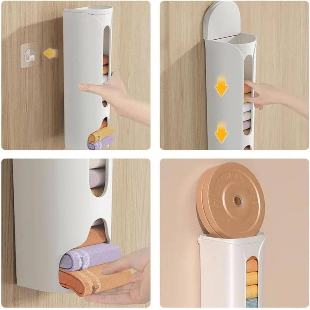 1 Storage Box Grocery Bag Holder Wall Mount Garbage Storage Bag Dispenser Hanging Can with Cover Kitchen Bag Holder Dispenser for Bags One Size A