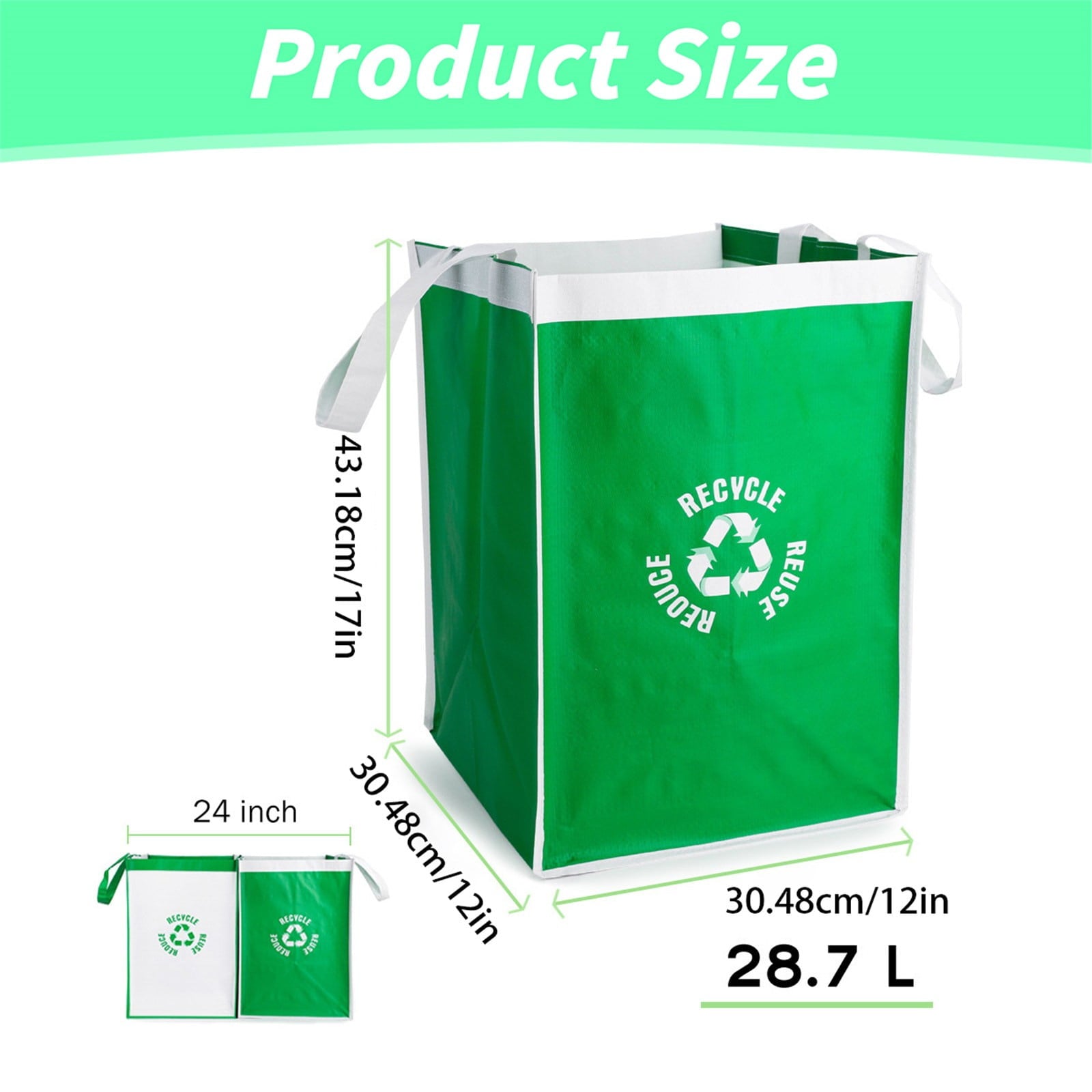 2 Pcs Separate Recycling Waste Bags,Recycle Waste Bag for Kitchen Home,Recycling Organizer,Reusable Recycling Bags,Indoor Recycling Trash Sorting Organizer,Reusable And Waterproof,(D,12x12x17 in) A
