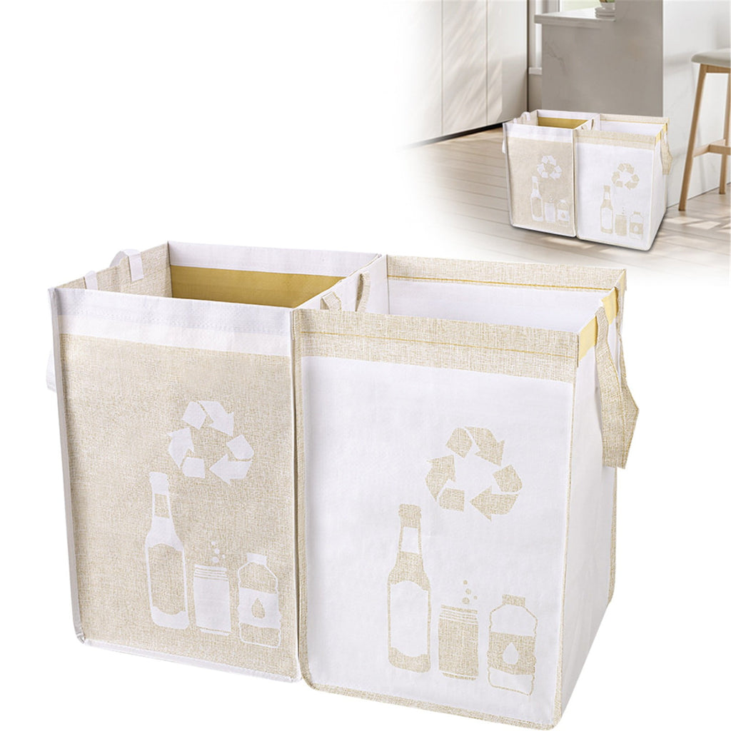 2 Pcs Separate Recycling Waste Bags,Recycle Waste Bag for Kitchen Home,Recycling Organizer,Reusable Recycling Bags,Indoor Recycling Trash Sorting Organizer,Reusable And Waterproof,(D,12x12x17 in) D