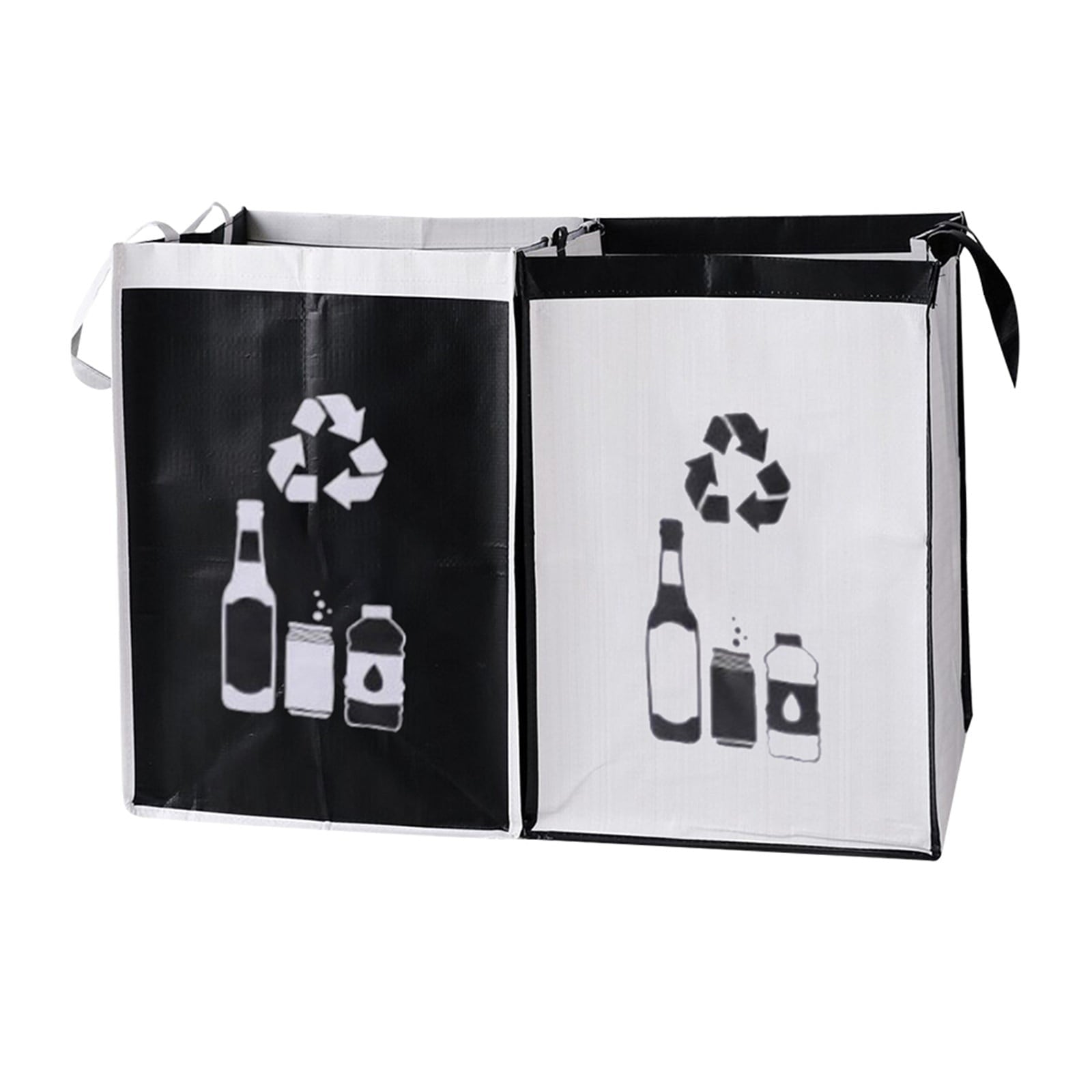 2 Pcs Separate Recycling Waste Bags,Recycle Waste Bag for Kitchen Home,Recycling Organizer,Reusable Recycling Bags,Indoor Recycling Trash Sorting Organizer,Reusable And Waterproof,(D,12x12x17 in) D