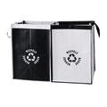 2 Pcs Separate Recycling Waste Bags,Recycle Waste Bag for Kitchen Home,Recycling Organizer,Reusable Recycling Bags,Indoor Recycling Trash Sorting Organizer,Reusable And Waterproof,(D,12x12x17 in) Gray