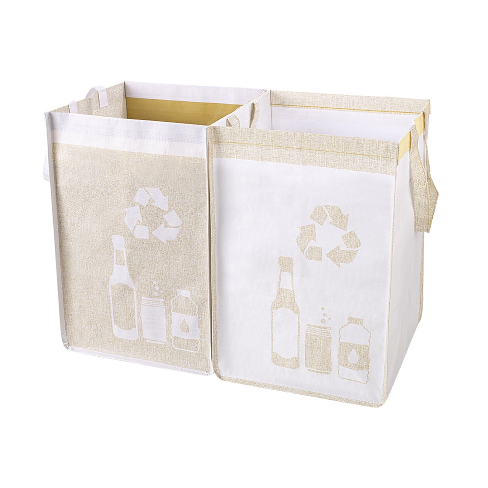2 Pcs Separate Recycling Waste Bags,Recycle Waste Bag for Kitchen Home,Recycling Organizer,Reusable Recycling Bags,Indoor Recycling Trash Sorting Organizer,Reusable And Waterproof,(D,12x12x17 in) Gray