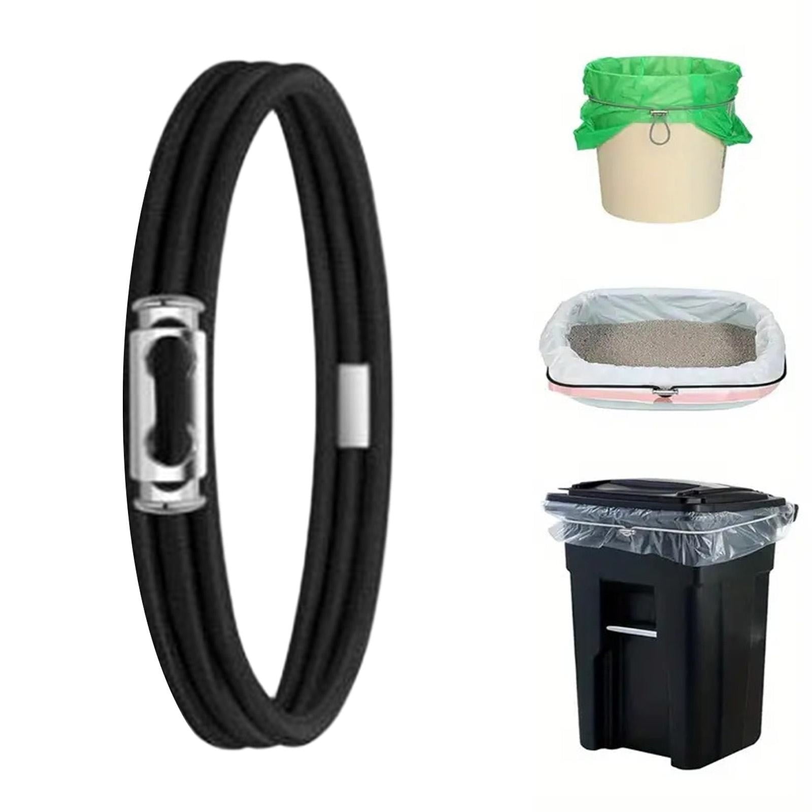 Garbage Can Rubber Bands,Multifunction Litter Box Bands,Fits 13-30 Gallon Bins, Heavy-duty Trash Can Bands to Hold Garbage Bags in Place, Trash Bag Holder Band with High Elasticity(Grey) Black