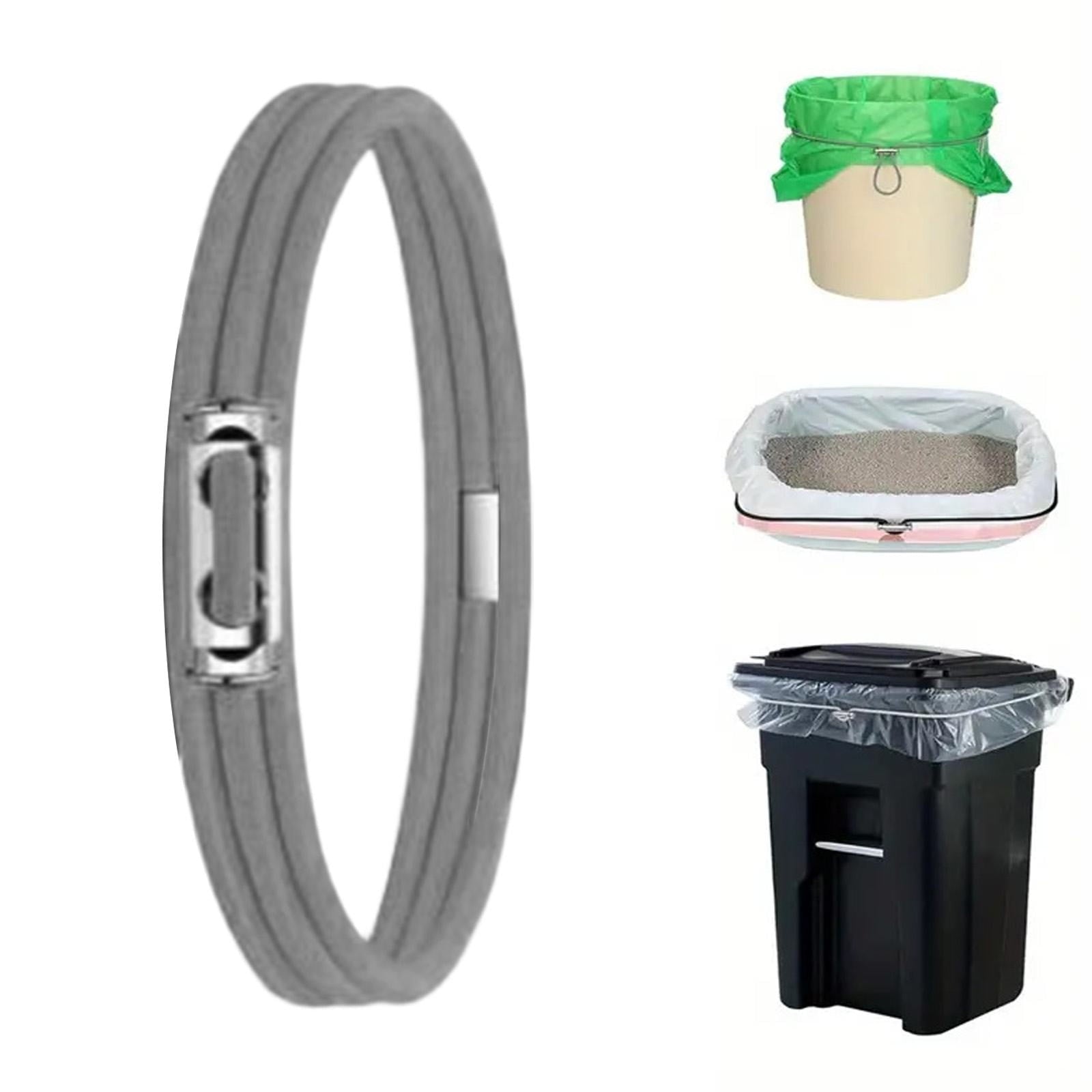 Garbage Can Rubber Bands,Multifunction Litter Box Bands,Fits 13-30 Gallon Bins, Heavy-duty Trash Can Bands to Hold Garbage Bags in Place, Trash Bag Holder Band with High Elasticity(Grey) Grey