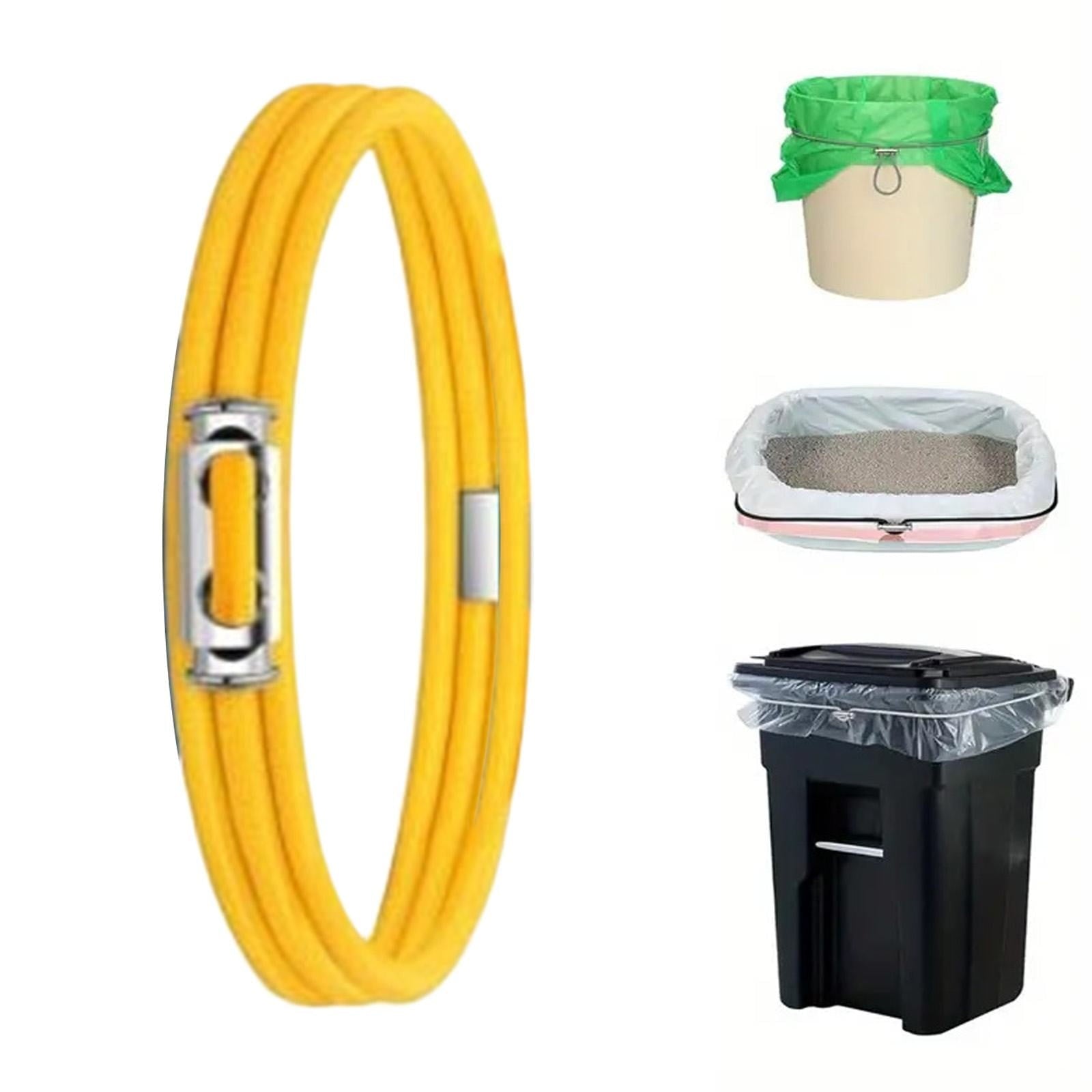 Garbage Can Rubber Bands,Multifunction Litter Box Bands,Fits 13-30 Gallon Bins, Heavy-duty Trash Can Bands to Hold Garbage Bags in Place, Trash Bag Holder Band with High Elasticity(Grey) Yellow