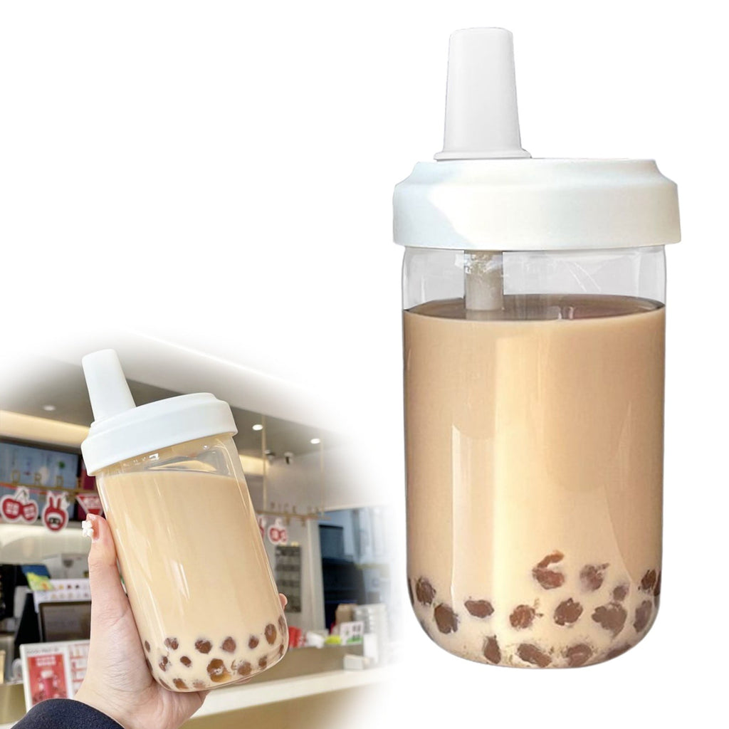 Uanit Reusable Boba Cup for Bubble Tea Boba Tea Cup with Lid and Straw, Leakproof Kawaii Cup, Bubble Tea Cup, Smoothie Tumbler, Insulated, Reusable Straw for Boba Pearls, Boba Gift A Black