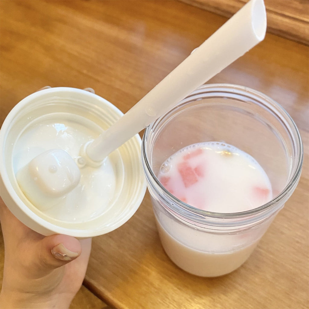 Uanit Reusable Boba Cup for Bubble Tea Boba Tea Cup with Lid and Straw, Leakproof Kawaii Cup, Bubble Tea Cup, Smoothie Tumbler, Insulated, Reusable Straw for Boba Pearls, Boba Gift A Pink