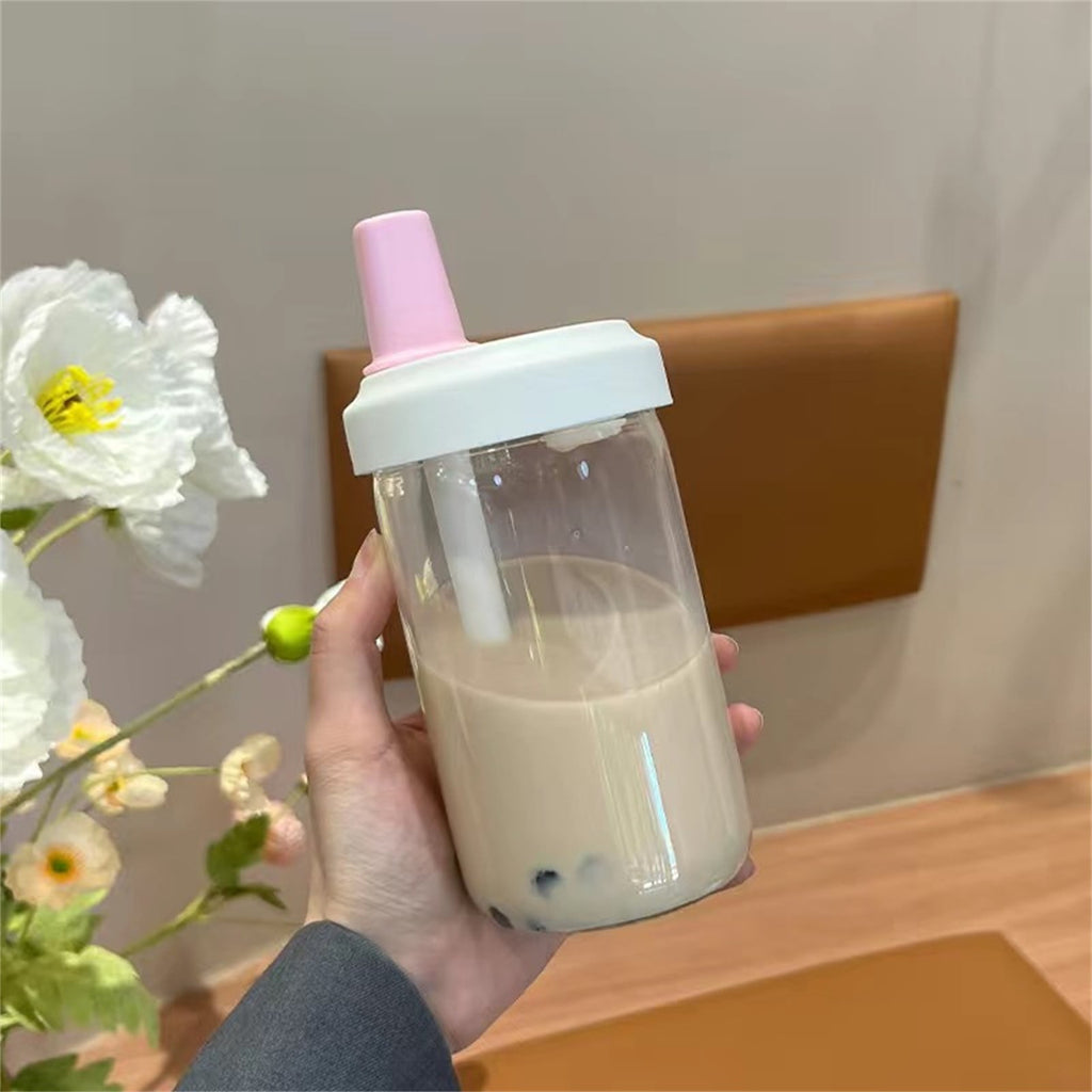 Uanit Reusable Boba Cup for Bubble Tea Boba Tea Cup with Lid and Straw, Leakproof Kawaii Cup, Bubble Tea Cup, Smoothie Tumbler, Insulated, Reusable Straw for Boba Pearls, Boba Gift A White