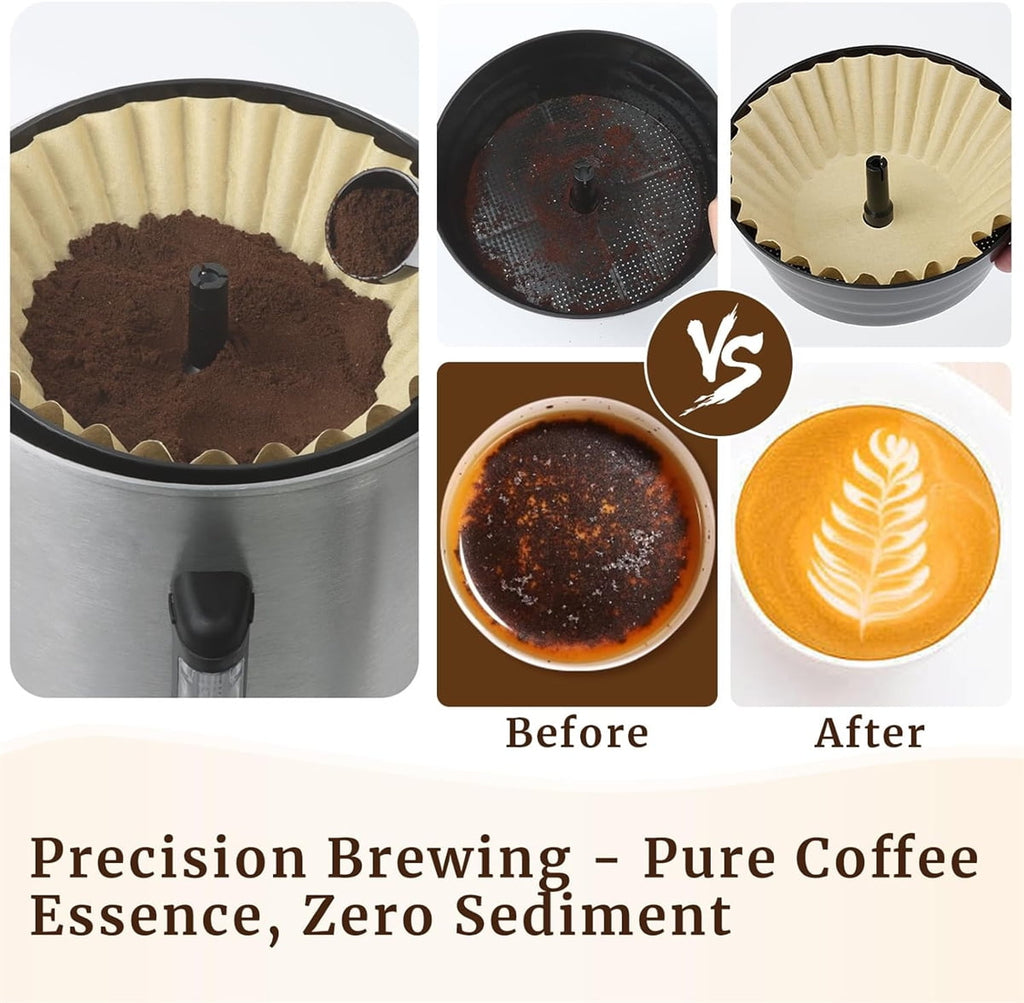 100 Pcs Coffee Paper Filter Tutuviw Unbleached Circular Disposable Coffee Filters Bowl Paper Filters for Coffee Urn and Hot Beverage for Catering Home Party Office