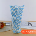100Pcs Paper Disposable Straws, Red and White Striped Paper Straws, Biodegradable Disposable Drinking Straws for Smoothie, Brithday, New Year, Party Decoration Supplies Green