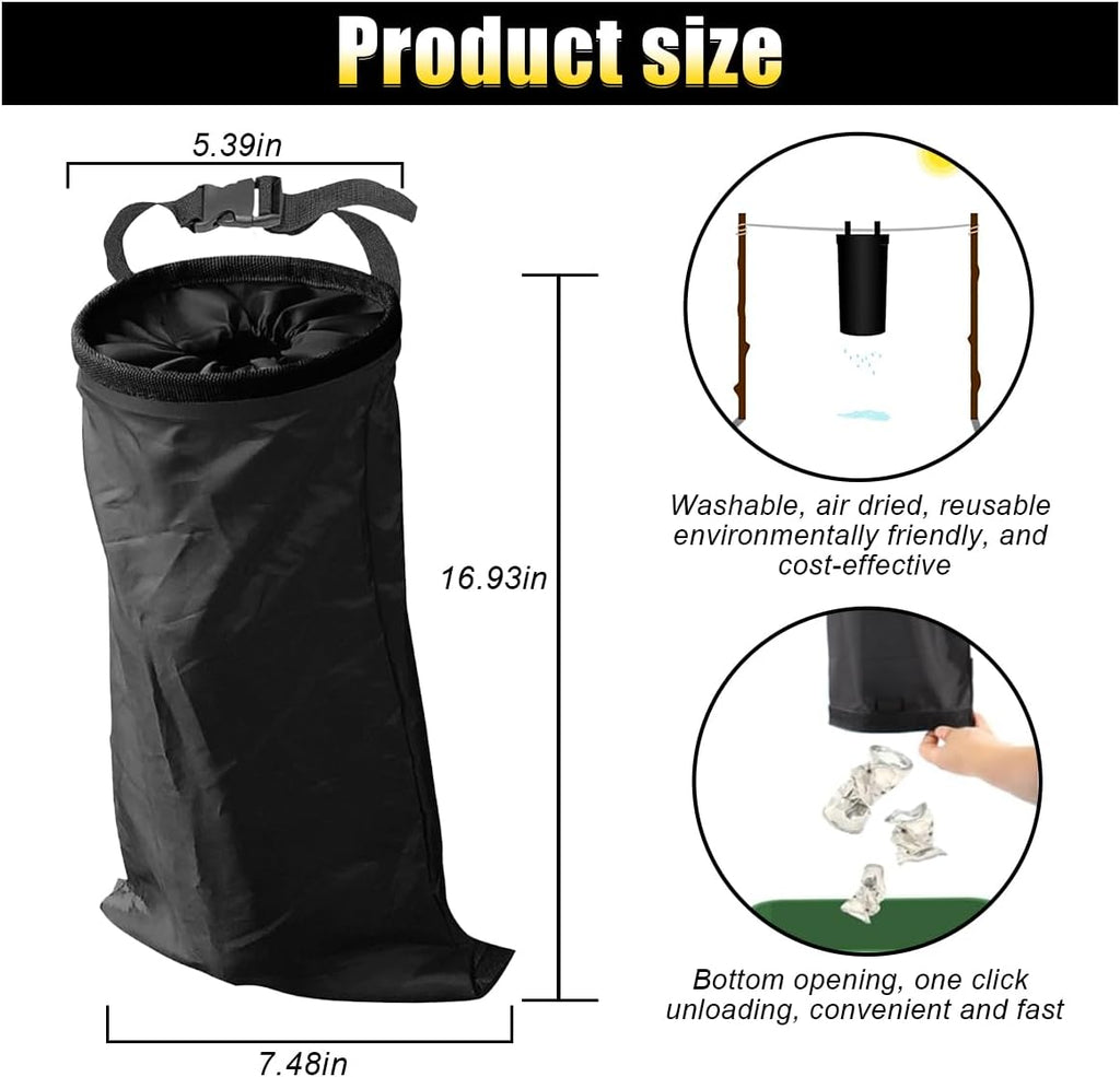 2PCS Car Trash Bag, Auto Portable Trash Can Universal Hanging Car Garbage Bag, Waterproof Garbage Can with Elastic Opening, Car Organizer Auto Accessories for Car, Home, Outdoor