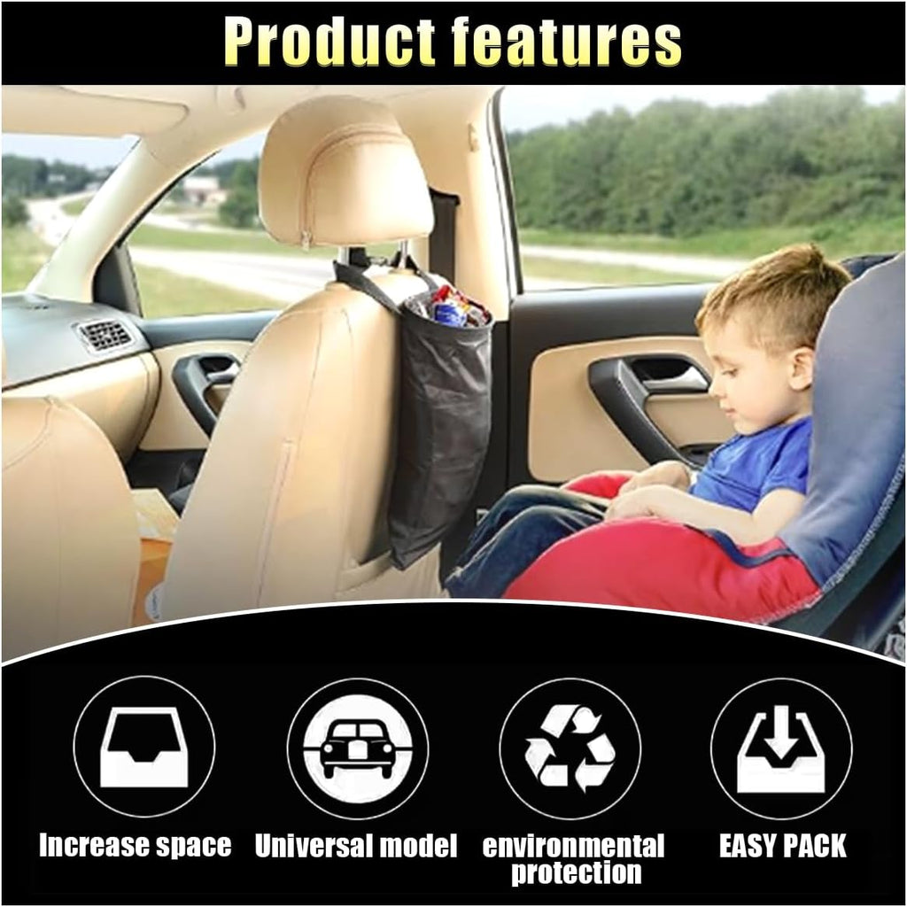 2PCS Car Trash Bag, Auto Portable Trash Can Universal Hanging Car Garbage Bag, Waterproof Garbage Can with Elastic Opening, Car Organizer Auto Accessories for Car, Home, Outdoor