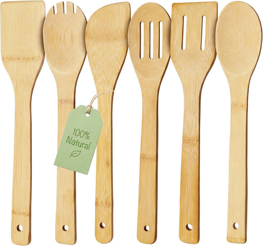 Bamboo Cooking Spoons & Spatulas (6-Piece Set)