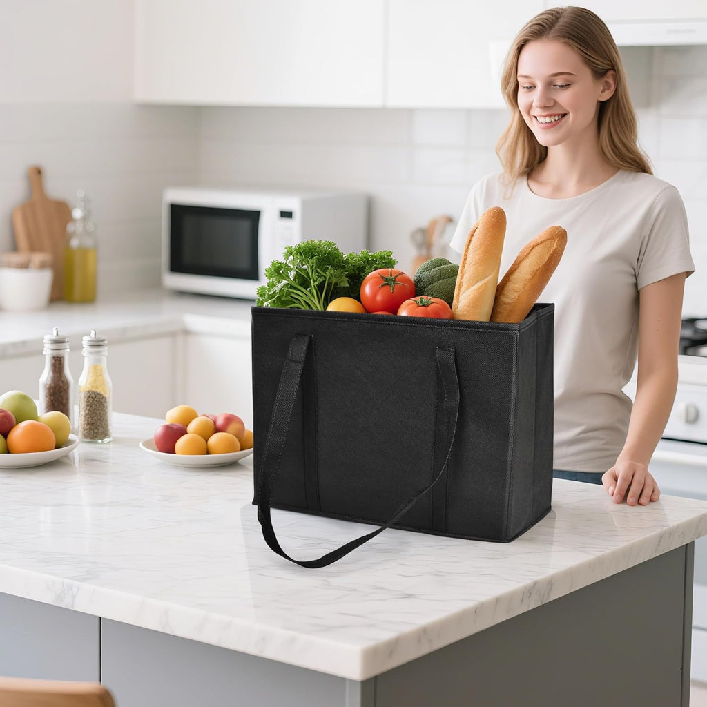 Reusable Grocery Bags, Folding Shopping Bags with reinforced Bottom & Handles, Heavy Duty Reusable Bags for Groceries