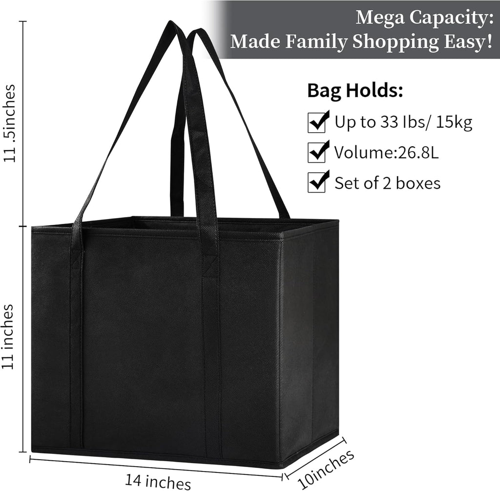 Reusable Grocery Bags, Folding Shopping Bags with reinforced Bottom & Handles, Heavy Duty Reusable Bags for Groceries