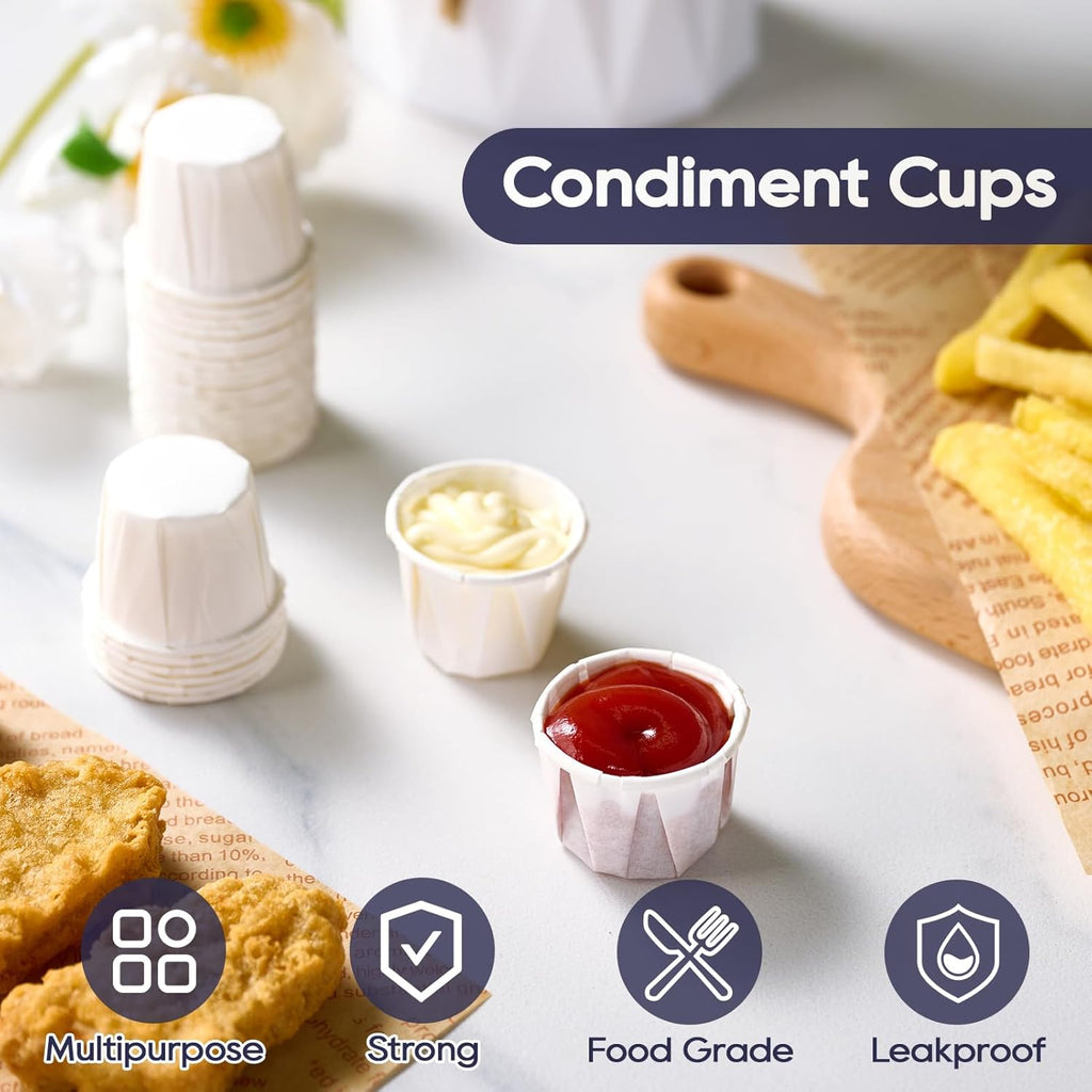 500 Pack 0.75 oz Disposable Paper Souffle Medicine Cups, 3/4 oz Sample Cups for Tasting Pills, Food Dessert Services, and Condiments