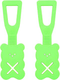 Green Bear Shaped Silicone Dog Poop Bag Holder 2 Pack Hands Free Clip for Full Poop Bags