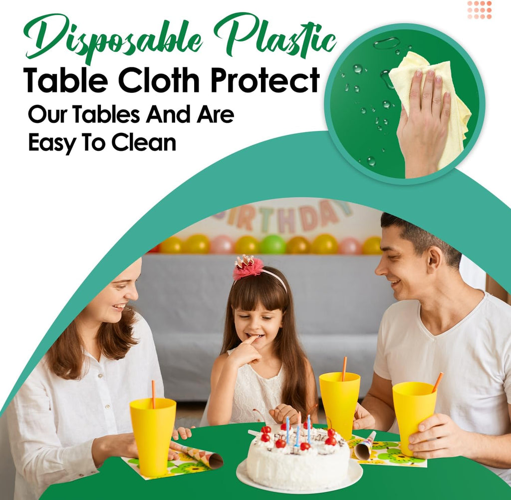 Green 12 Pack Plastic Tablecloths 84" Disposable Round Table Cloth Plastic Table Cover for Party Disposable Tablecloths