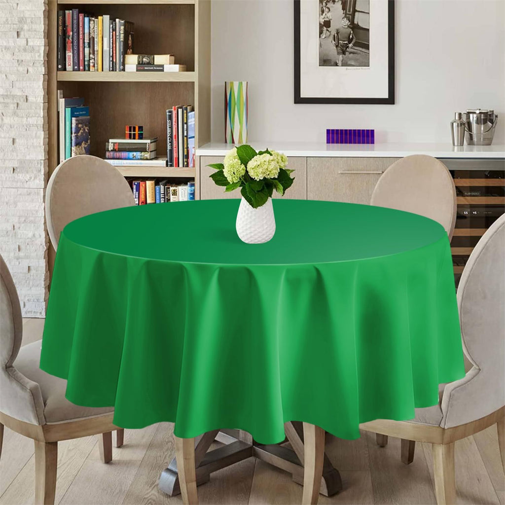 Green 12 Pack Plastic Tablecloths 84" Disposable Round Table Cloth Plastic Table Cover for Party Disposable Tablecloths