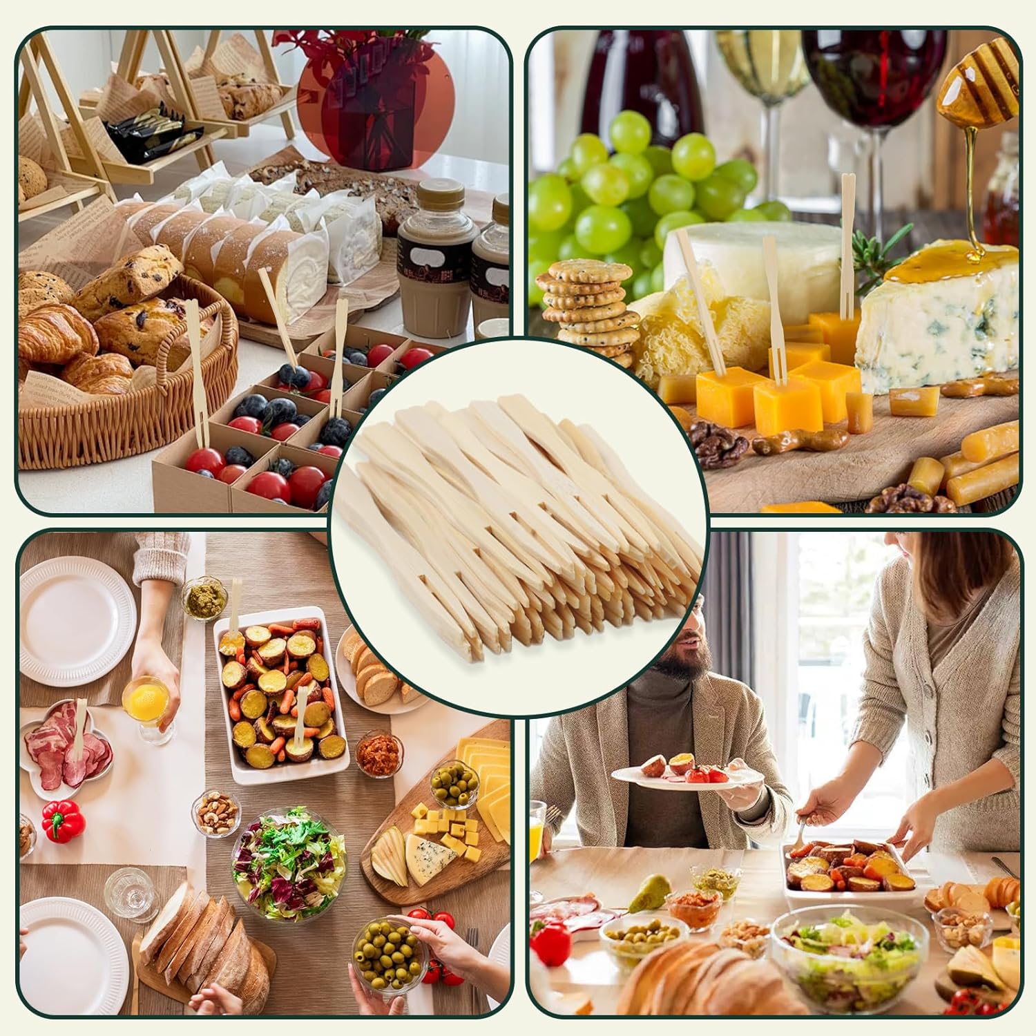 400PCS 3.5 Inch Appetizer Forks, Mini Forks, Mini Forks For Appetizers, Disposable Bamboo Forks Can Be ed For Desserts, Sandwiches, Burgers, Salads, Buffets, Drinks, Vegetables And More