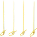 100 Bamboo Cocktail Picks, 4 inch Looped Knot Natural Bamboo Skewers for BBQ, Appetizers (100 Pack)