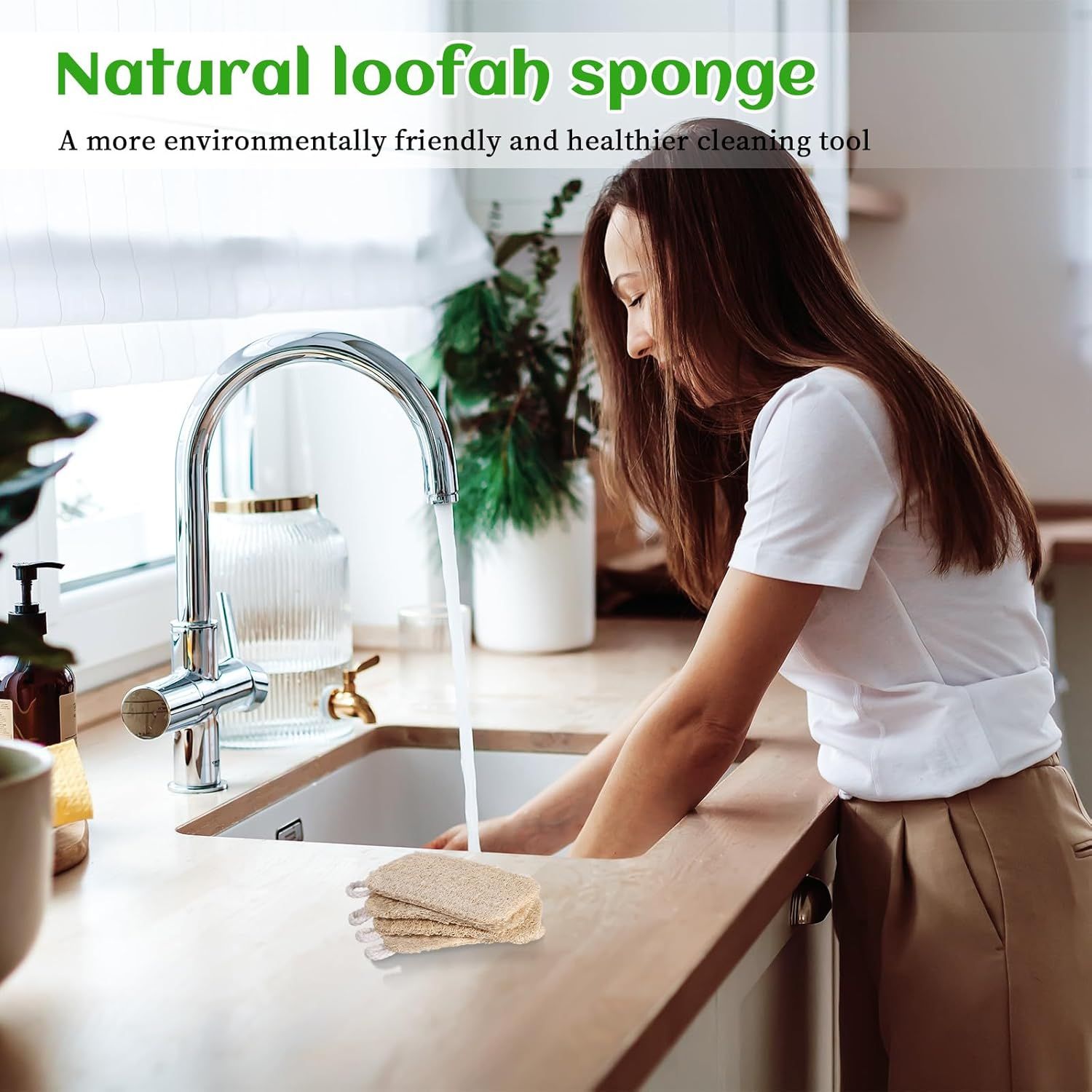 10 PCS Natural Sponges for Dishes, Loofah Dish Sponge for Kitchen Compostable Natural Loofah Sponges