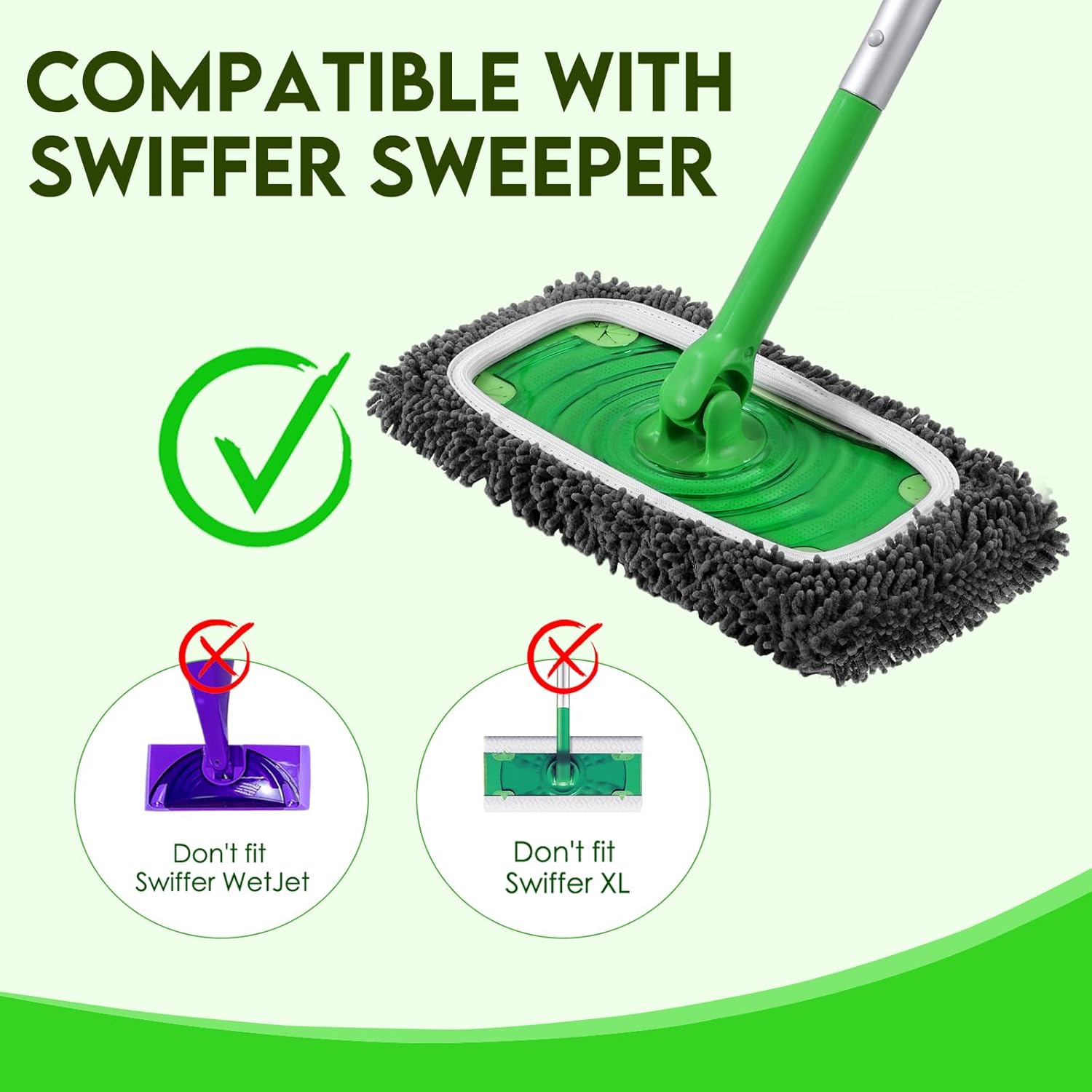Reusable Power Mop Refills Pads Compatible with Swiffer PowerMop Mop 4 Pack & Reusable Wet Pads Refill Compatible with Swiffer Sweeper Mop 4 Pack (Mop is not Included)