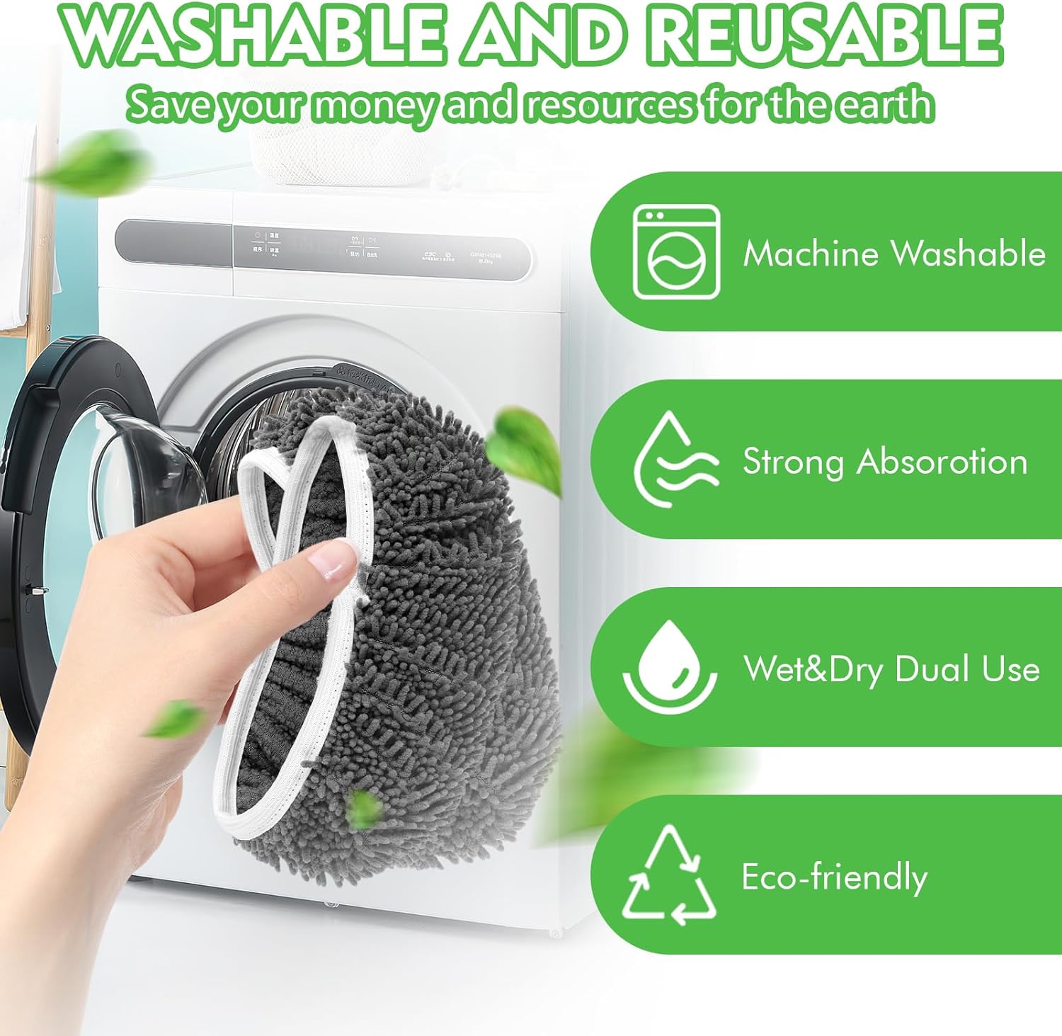 Reusable Power Mop Refills Pads Compatible with Swiffer PowerMop Mop 4 Pack & Reusable Wet Pads Refill Compatible with Swiffer Sweeper Mop 4 Pack (Mop is not Included)