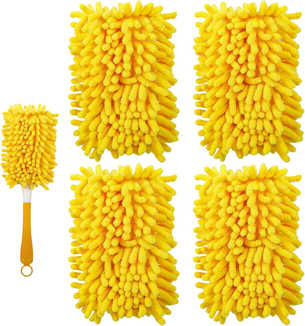 4 Pack Reusable Duster Refill for Swiffer Hand Duster & 6 Pack Reusable Microfiber Mop Pads for Swiffer Sweeper Mop