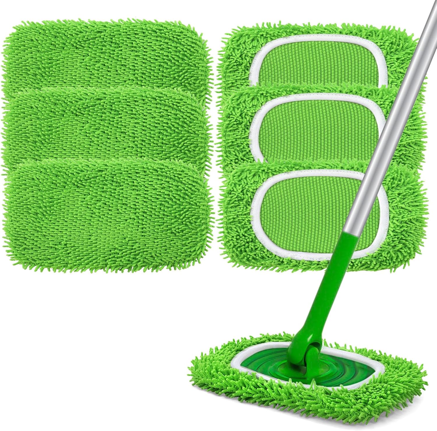 4 Pack Reusable Duster Refill for Swiffer Hand Duster & 6 Pack Reusable Microfiber Mop Pads for Swiffer Sweeper Mop
