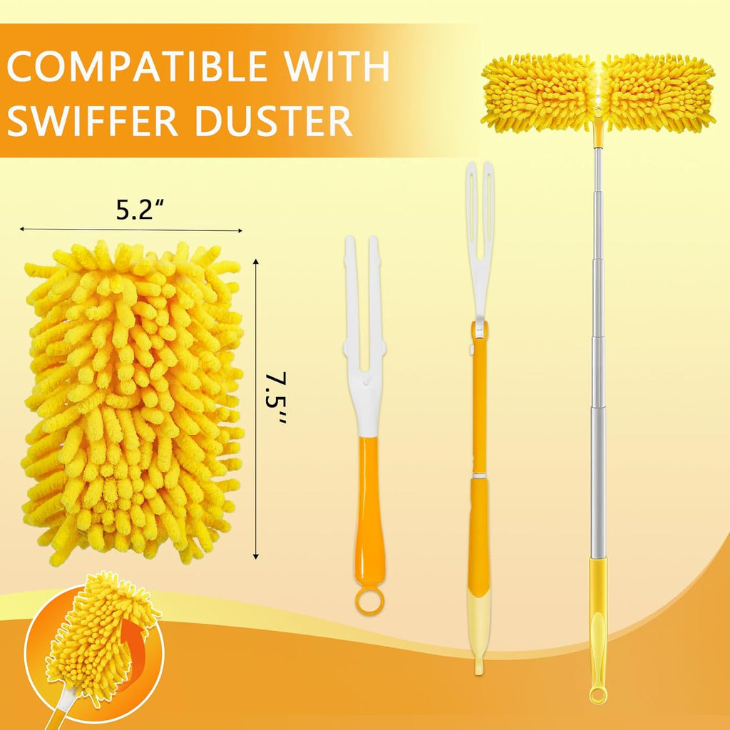 4 Pack Reusable Duster Refill for Swiffer Hand Duster & 6 Pack Reusable Microfiber Mop Pads for Swiffer Sweeper Mop